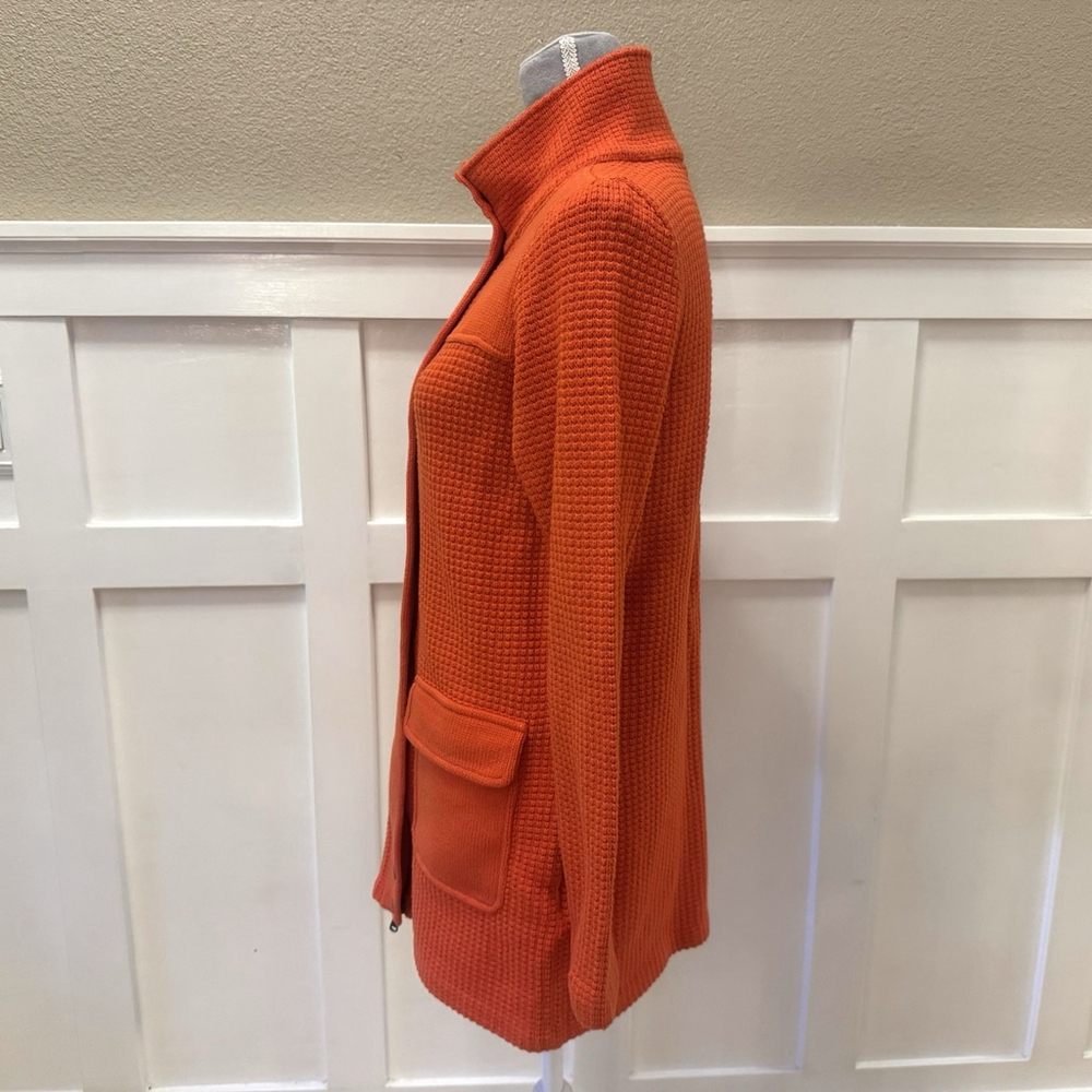 Lauren Ralph Lauren Knit Sweater Coat Size:M Orange Cardigan Full Zip Button - Picture 3 of 16